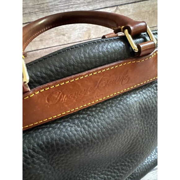 Dooney & Bourke Dillen Crossbody Satchel Navy & Tan Pebbled Leather - Picture 2 of 12